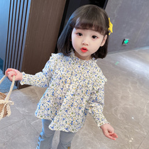 Girl Shirt 2022 Spring Dress New Child Foreign Air Shatters Long Sleeves Shirt Small Baby Korean Version Blouse Doll Shirt