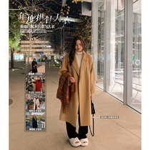 Alai custom large size fat mm waist woolen jacket loose thickened winter 200kg double-sided cashmere coat women