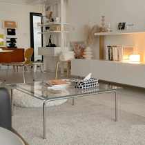 Light luxury modern tempered glass coffee table Nordic living room small apartment square coffee table table sofa side table tea table square table