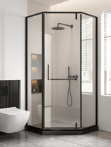 Diamond type extremely narrow shower room glass dry and wet separation partition wall household bathscreen push and pull glass door