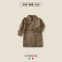 Girls windbreaker coat spring new 2021 New Italian LVDGCK middle and long double-breasted coat