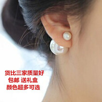 Double-sided wearable earrings European and American fashion fashion size double-sided pearl earrings retro earrings female simple