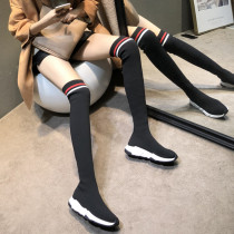 Thyme Knit Long Barrel Socks Boots Woman Over Knee 2022 Spring Autumn Season New Slim Leg Conspiculy Thick Bottom 100 Lap Elastic Boots