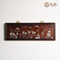 Big red sour branch inlaid shell crane dance nine days hanging screen new Chinese home living room sofa background wall wall hanging gift collection