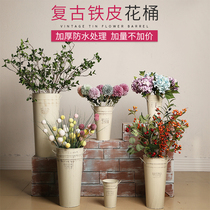 Flower bucket flower Flower bucket retro old iron bucket large iron bucket wedding flower bucket wedding flower display bucket