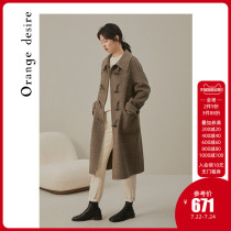Orange Desire vintage horn buckle double-sided wool coat womens 2021 new spring coat age reduction