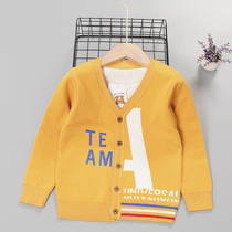 Boy letters jacquard casual jacket 2021 new childrens knitted sweatshirt Spring and autumn in children cotton wool thread cardio-hoodie