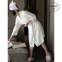 Beyan pajamas womens spring and autumn solid color home clothing robes sexy womens cotton bathrobe long morning robe bathrobe
