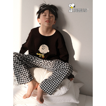 Bei Yan Snoopy Children's Pajamas Women's Spring and Autumn Cotton Long Sleeve Home Clothes Cute Boy Parent Pants Set