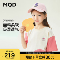 MQD22 Summer new childlike girl short sleeve T-shirt suit CUHK Childrens sports pants All cotton breathable Two sets