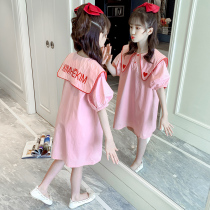 Girl dress summer 2021 new childrens net red skirt foreign summer cotton baby girl princess dress