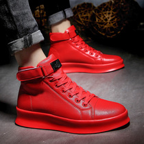 High Bunch Shoes Men Sports Casual Leather Boots Martin boots Korean version trendboard shoes China Red Summer Tide Shoes 2022 New