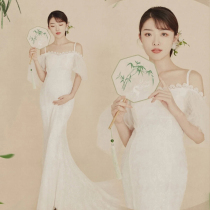 613 maternity photos clothing rental Chinese style meticulous painting white cheongsam photo retro studio art photo dress