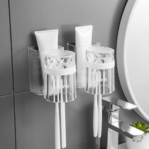 Toothbrush rack rack hanger non-perforated toilet paste transparent mouthwash Cup dental cylinder wall-mounted storage rack