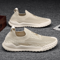 Mens shoes Summer breathable mesh socks soft-soled mesh shoes One-legged lazy sports and leisure thin flat shoes tide shoes