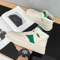 Mens shoes spring Korean version 100 lapped thick bottom high help aj Air Force One leisure sports inside heightening white trendboard shoes