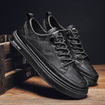 Men's shoes 2021 winter Korean casual Joker board shoes men's pedal English style business black leather shoes tide shoes