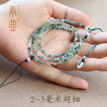 Vegetarian handmade natural water grass Manau hanging rope telescopic fixed deposit emerald Jade Buddha Safety Buckle Pendant Ultra-fine Chain