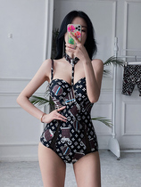 Doodle Han Shang~Korea ins retro one-piece swimsuit Womens small chest gathered conservative belly cover hot spring couple swimsuit