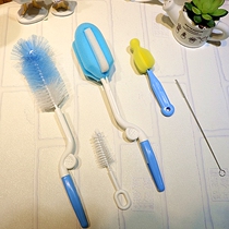 Long handle sponge cup brush set Bottle pacifier refresh product rotating straw brush Pink girl boy cartoon