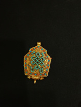 Garu box Nepal pendant ornaments copper gilded gold inlaid gem Auspicious Eight Treasures auspicious knots inside the white-home