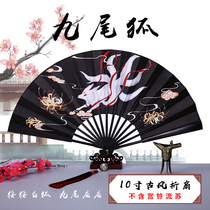Ancient style folding fan Niche tassel easy to open and close domineering double-sided silk cloth Xia Hanfu decoration unisex jade and bamboo fan