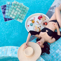 Homestay Hotel Swimming Pool Mosaic Villa Swimming Pool Water Corrugated Mosaic Tile Sky Blue Mosaic