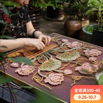 Wall frog Chinese Lotus string winding painting nail painting relief handmade diy gift material package for elders