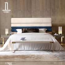 visney modern light luxury leather double bed 1 8 meters bed master bedroom wood nuptial bed furniture S6 New