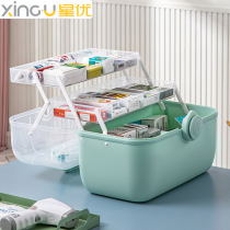 Medicine box family small box medicine box emergency medicine box household large capacity multi-layer medicine layered storage box