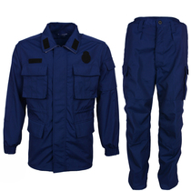 The new dark blue fire training suit winter training thickened summer long-sleeved jacket strong wear-resistant tooling