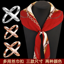 Clothing corner with double invisible summer fixed T-shirt to anti-slip high-end elegant accessories scarf buckle