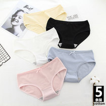 5 solid color girls underwear Cotton fabric Cotton crotch waist incognito large size student briefs