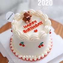 Korean ins cute bow bear candle cartoon birthday brown bear childrens party couple cake decoration