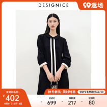 Dissenes 2022 Autumn New Design Sense Contrast Black Niche Design Sense Pressed Pleated Long Sleeve Dress Woman