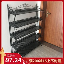 European-style iron shoe rack multi-layer household living room floor rack simple door stainless steel shoe cabinet free of installation