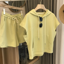 2022 Summer New Internet Red Fried Street Sports Wind Fruits Green T-Shirt Blouse Fashion Casual Shorts Two Suits