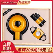 CIGARLOONG cigar lighter set with cigar ashtray stainless steel cigar scissors three-piece set