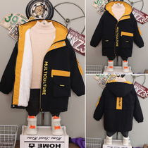 Childrens clothing boys autumn and winter plus jacket 2023 new boys thicken windwear boys in long cotton tide