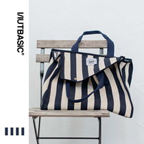 IIUTBASIC Tibetan green stripe Cloth Bag Handbag single shoulder bag Large capacity Men and women Casual 100 Hitch