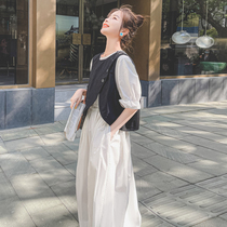 MAJE KARA dress womens summer 2021 new niche design sense French vintage vest skirt two-piece set