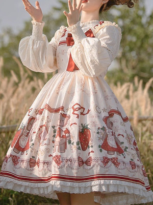 taobao agent Genuine design strawberry, gift box, slip dress, set, Lolita Jsk, with little bears