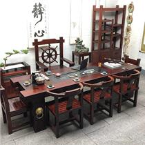 Solid Wood tea table old boat wood tea table new Chinese style simple modern office coffee table tea table and chair combination