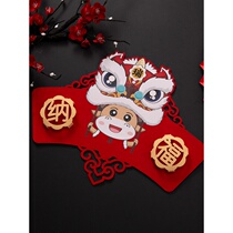 2021 in and out of the safe door God door stickers Spring Festival cartoon Ox Year couplet home hanging painting Zodiac Post door frame