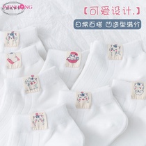 White Sox children Short Sox Summer thin Pure Cotton Light Mouth Day Ensemble Cute Cartoon Low Bunch SHORT BARREL BOAT SOCKS FEMALE SPRING FALL