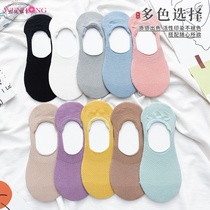 Boat Socks Female Spring Summer Slim silicone rubber anti-slip with pure cotton Shallow Mouth Invisible Socks Lady Short Socks Spring Autumn