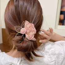 Korean elegant metal flower hairpin net red girl summer hair card back of the head sweet clip headdress duckbill clip