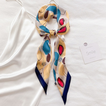 Narrow long small silk scarf Long thin streamer decoration Korean summer versatile waist led towel Womens scarf square towel