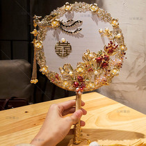Flower wedding fan diy material bag Chinese wedding bride holding flower Golden beautiful clothing dragon and phoenix coat Group fan wedding