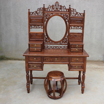 New Chinese style solid wood dresser desk One Elm small apartment bedroom Modern simple makeup table stool Rosewood